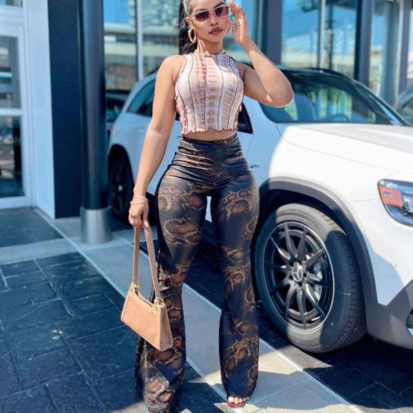 

women's leggings summer snake print women fitness eastic waist skinny leggins mujer casual flared legging pantalones de, Black