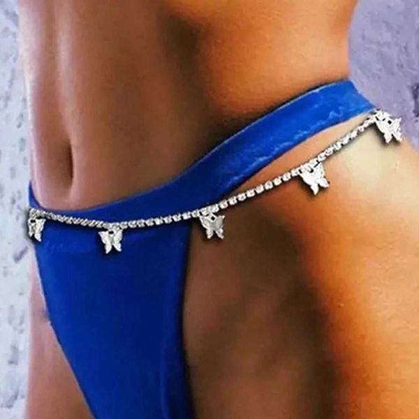 

beauty layer fashion crystal body chain for women rhinestone beach charm bikini belly chain butterfly waist chain belt jewelry p0811, Silver