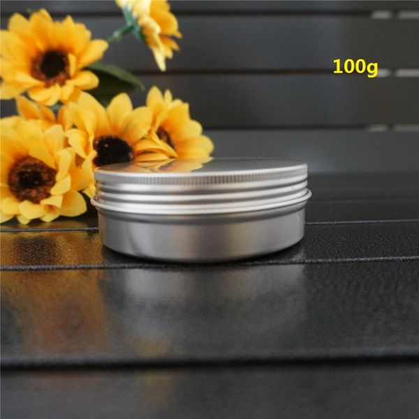 

storage bottles & jars 100g empty round aluminum box metal tin cosmetic 100ml cream container diy 82*28mm refillable jar tea pot