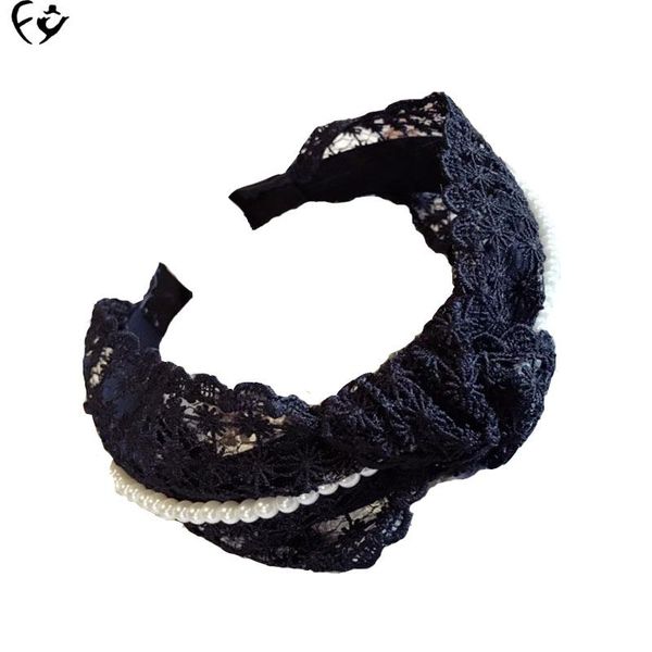 

hair clips & barrettes european and american south korea alphabet lace cloth art beaded knot hoop fy18052312, Golden;silver