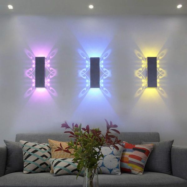 

wall lamp 2w 6w led butterfly bedroom background bedside light stairway decoration ktv bar ambient