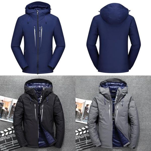 

men's down & parkas fashion winter warm mens 90% white duck hooded outdoor sports thicken windproof jacket waterproof coat puffer 2pgn, Black