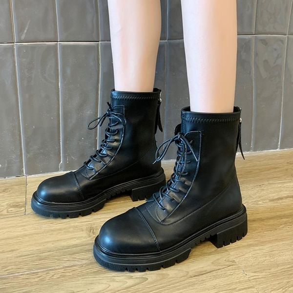 

boots woman lacing bare light winter keep warm comfortable fashion back zipper platform water proof hiking, Black