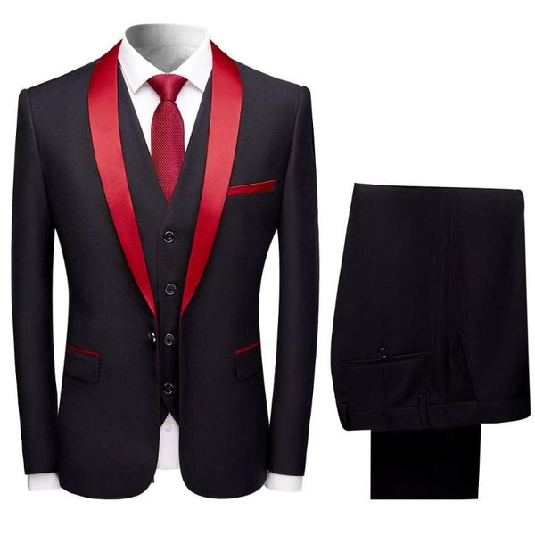 

custom made black/gray/navy men suits wedding groom tuxedos shawl lapel vest coat pants terno blazer masculino men's & blazers, White;black