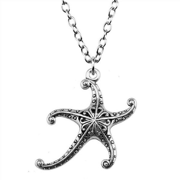 

pendant necklaces 1 piece 45x43mm 3d hollow starfish charms necklace for women drop supplier pendants female gift, Silver
