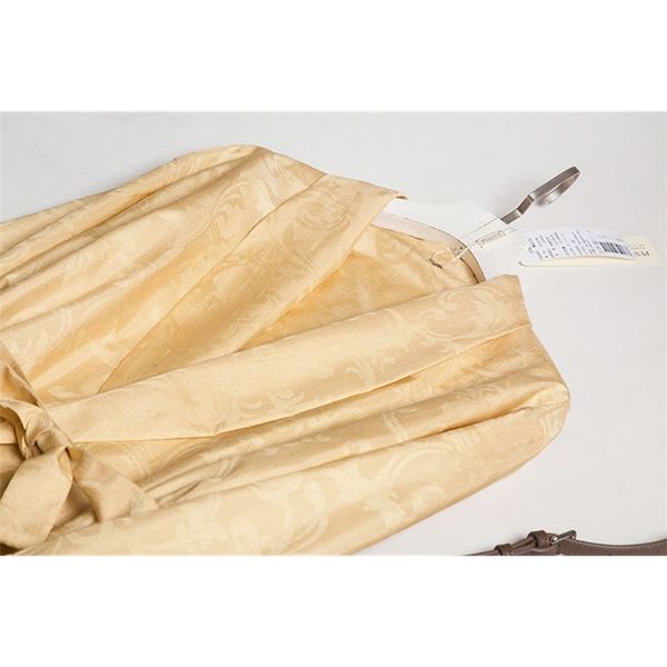

gold mulberry heavy weight silk jacquard double fabric v-neck belt medium length windbreaker coat, Black