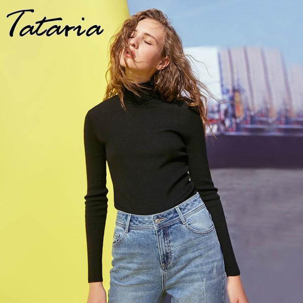 

autumn winter wool sweater women knitted ribbed pullover long sleeve turtleneck slim jumper soft warm pull femme 210514, White;black