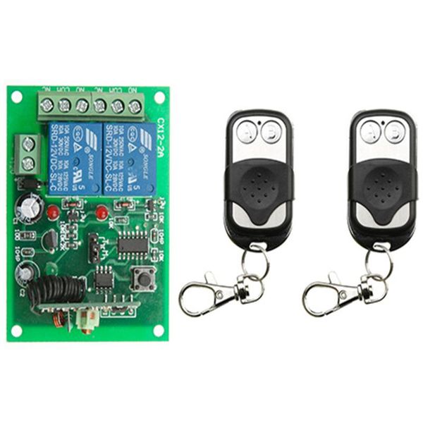 

smart home control universal wireless remote switch dc12v 24v 2ch relay receiver module with 2 channel rf 433 mhz transmitter