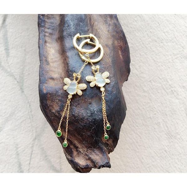 

dangle & chandelier original design natural chalcedony gourd bee tassel earrings retro light luxury fresh elegant charm ladies silver jewelr
