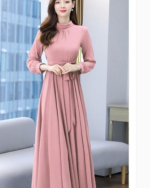 

2021 spring and autumn fashion long sleeve women's dress @34, Black;gray