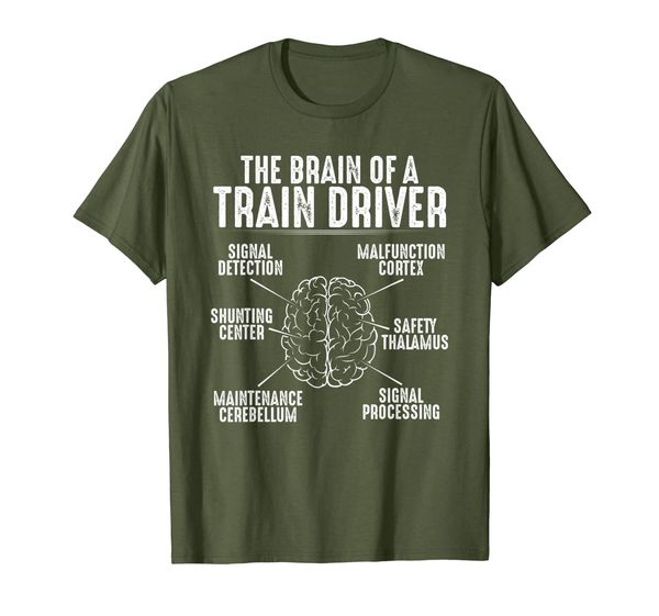 

locomotive engineer typical brain of a train driver t-shirt, White;black