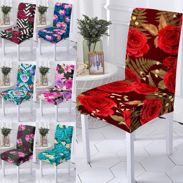 

chair covers cover high elastic spandex rose flower protector case for resterant wedding party dining room decoration