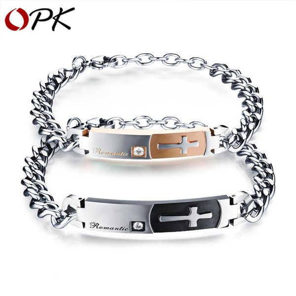 

couple bracelet bangle stainless steel sweet cross link chain romantic gift health jewelry link,, Black