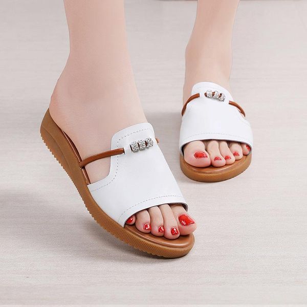 

slippers women slipper female flat diamond leather summer causal sandals ladies platform non-slip fashion soft slides shoes 2021, Black