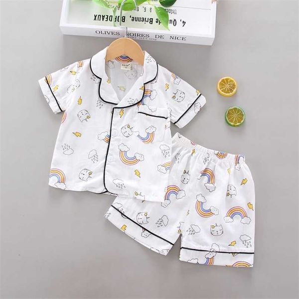 

kids baby boys girls cartoon printe short sleeve shirts sleepwear shorts toddler pajama sets 2pcs children casual costumes 211109, Blue;red