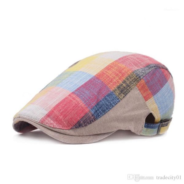 

summer autumn cotton flat ivy cap men women plaid beret newsboy boina gatsby cap hat flat western style1, Blue;gray