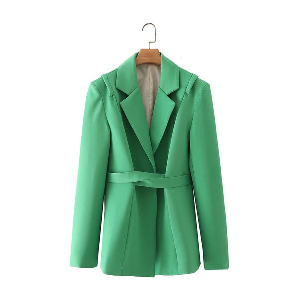 

autumn style fashion street women's coat green belt suit, Black;brown