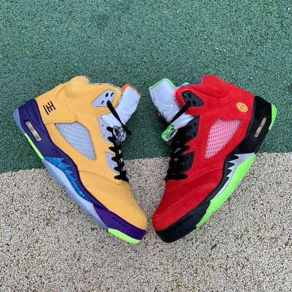 

red yellow basketball shoes 5s mens jumpman 5 what the fashion sneakers