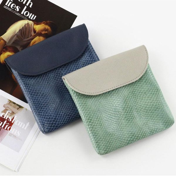 

storage bags serpentine pu leather waterproof coin purse sanitary napkin jewelry bag portable save mask women wallet small