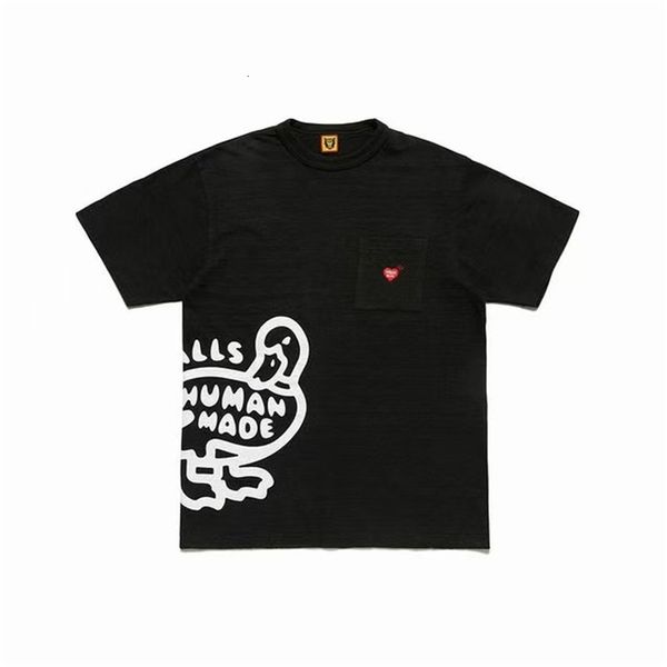

men's t-shirts slub cotton made human pocket female shirt embroidered t-shirt, White;black