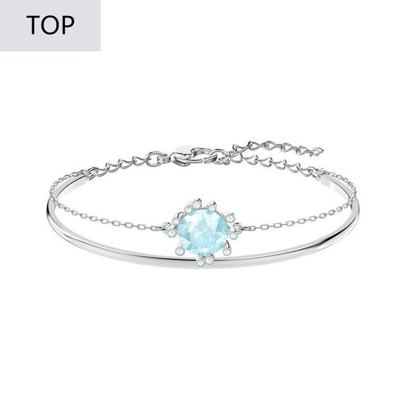 

link, chain charm bracelets for women swa 1:1 sunflower flower female jewellery blue yellow, Black