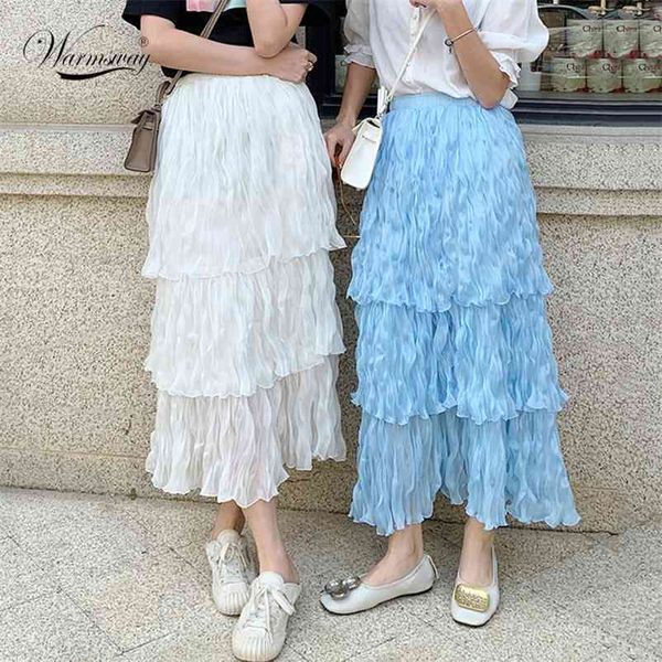 

spring sweet cake layered long mesh skirts princess high waist ruffled vintage tiered tulle pleated ins c-251 210522, Black