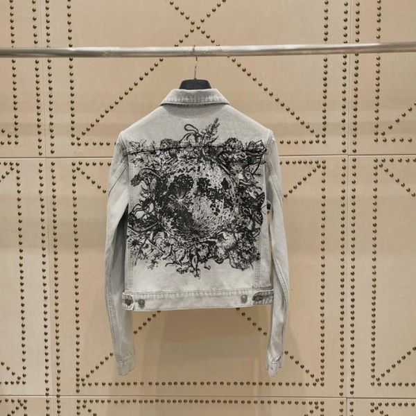 

jacket spring / summer 21 d home letter embroidery jungle zoo pattern printed small short denim female 13, Black;brown