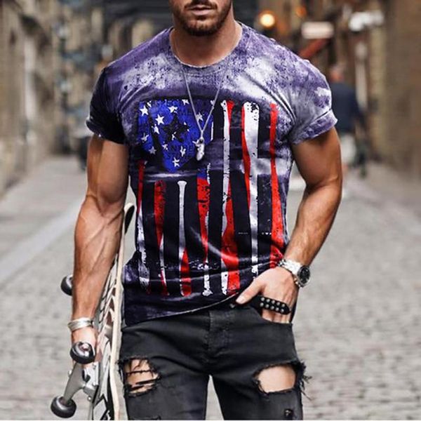 

men's t-shirts summer oversize t shirt short sleeved american flag print printed retro tshirt casual o neck bodybuilding tee shirts, White;black