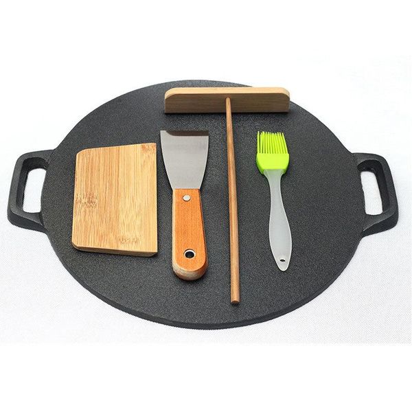 

thickened cast iron bottom pan chinese round griddle pot household without coating flapjack pancake rolled with crisp fritter pans