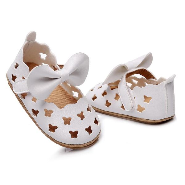 

toddler baby shoes kids girls solid color first walk bow hook&loop sandals anti-slip zapatos, Black;red