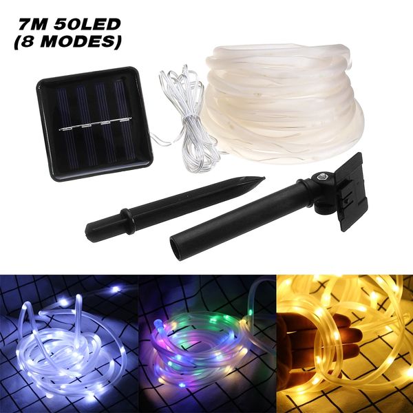 

50 leds solar rope tube light led string strip waterproof outdoor garden