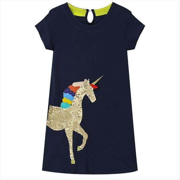 

girls summer 2 8 girl dresses years casual 100% cotton unicorn short sleeve clothing for children, Red;yellow