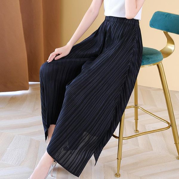 

women's pants & capris loose large high waist thin autumn 2021 pleated casual, Black;white