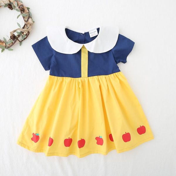 

girl's dresses girl clothes girls summer cute cotton short-sleeved doll collar dress princess wholesale clothing toddler, Red;yellow