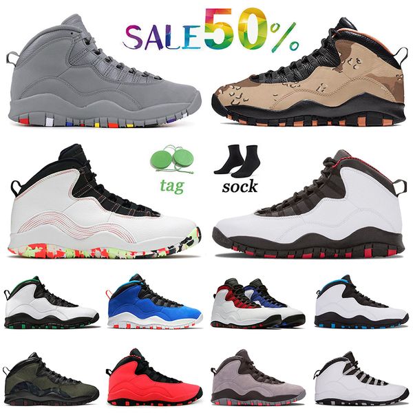 

10 10s jumpman mens basketball shoes og sneakers cool grey desert camo ember glow chicago tinker seattle powder blue woodland trainers eur 4, White;red