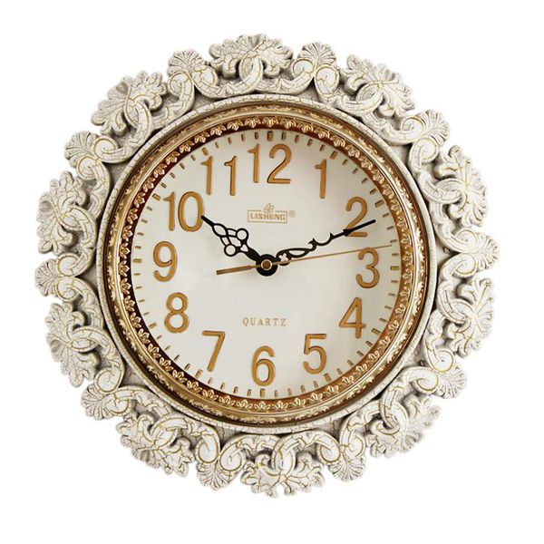 

wall clocks resin quartz clock living room vintage european style watches round silent zegar na sciane household products ef50wc