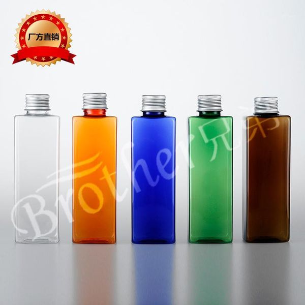 

wholesale 250ml colored pet square sub-bottling emulsion bottle pure aluminum with inner cap 10pcs/lot1
