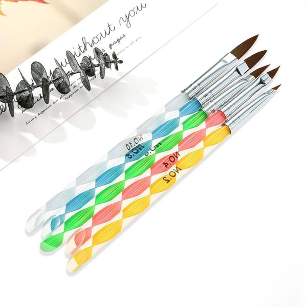 

nail brushes 5pcs cleanable art design pencil potherapy gel acrylic paint kit polish nails lining pen, Yellow