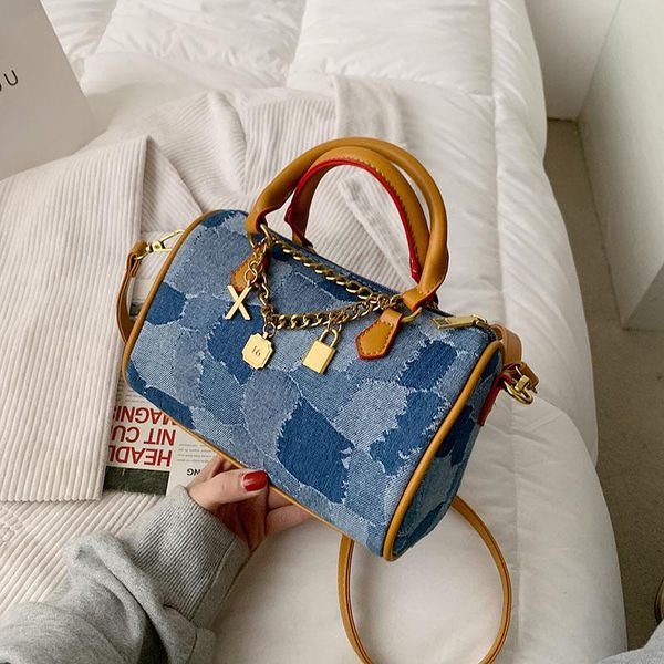 

evening bags imitation canvas shoulder crossbody for women leather summer bag retro party boston satchel female soft handle women's