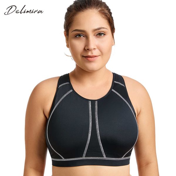

women's high impact full support wire molded cup active plus size exercise bra 210623, Red;black