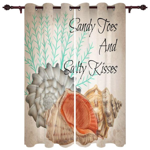 

polyester translucent curtains shells conch seaweed pattern luxury for living room kitchen bedroom windows curtain & drapes