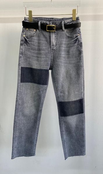 

ladies 2021 fashion wide belt loose dyed jeans 0113 women's, Blue