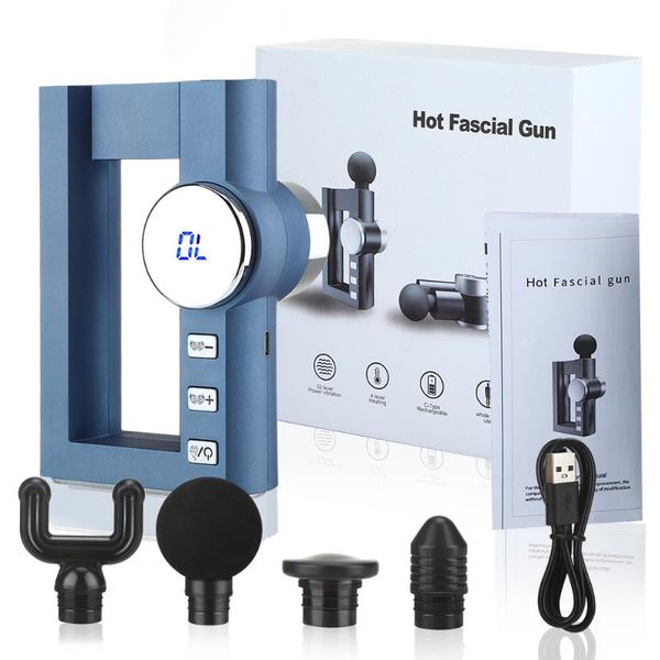 

massage gun electric portable lcd display deep powerful tissue heating vibration muscle massager rechargeable