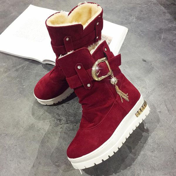 

boots 2021 women winter outdoor keep warm waterproof women's snow thick heel with round head mid-heels, Black