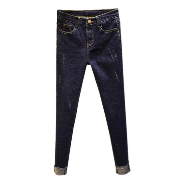 

ripped jeans for womens casual high waist skinny woman spring autumn slim stretch denim trousers vaqueros mujer women's, Blue