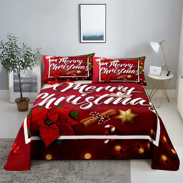 

sheets & sets red christmas bedding sheet home digital printing polyester bed flat with case print