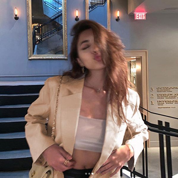 

women's suits & blazers spring autumn women fashion solid color suit personality single-breasted loose long sleeve blazer coat outerwea, White;black