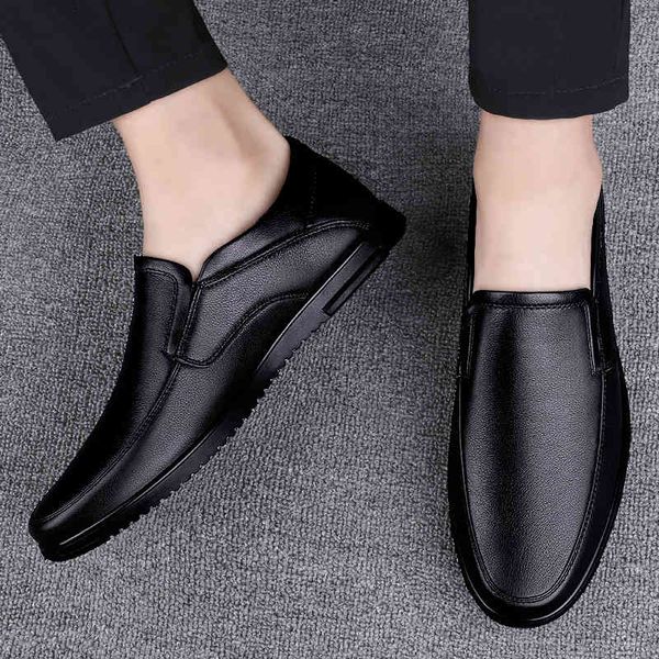 

dress shoes chanclas, male legitimate leather moccasins, casual work shoes, slip-on, loafer, leather, work, driving party, 68v4, Black