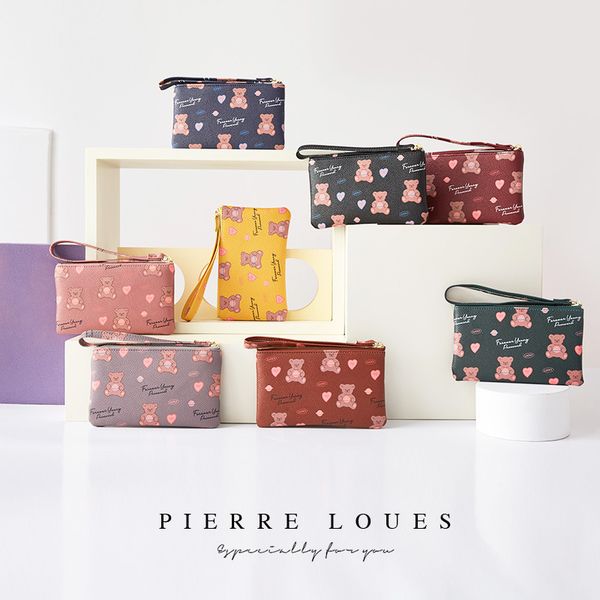 

handbagskorean cute student short zipper bear wallet zero card bag simple, Silver