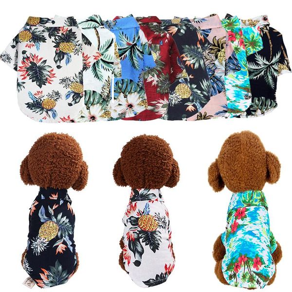 

dog apparel pet summer clothes hawaii style beach jackets puppy fashion spring thin coat outfits costume
